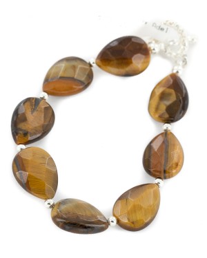 Certified Authentic Navajo Nickel Natural Tigers Eye Native American Bracelet 13038-6