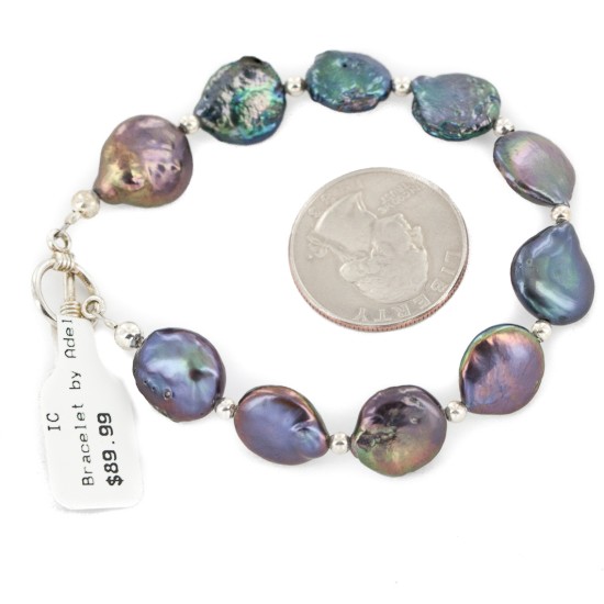 Certified Authentic Nickel Navajo Natural Abelone Native American Bracelet 13038-4 Certified Authentic Nickel Navajo Natural Abelone Native American Bracelet 13038-4