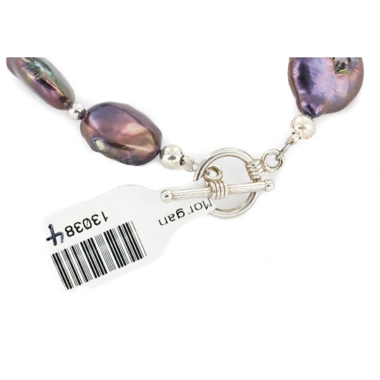 Certified Authentic Nickel Navajo Natural Abelone Native American Bracelet 13038-4 Certified Authentic Nickel Navajo Natural Abelone Native American Bracelet 13038-4