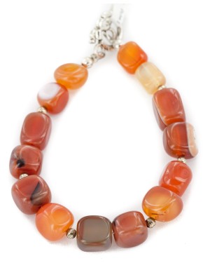 Certified Authentic Nickel Navajo Natural Carnelian Native American Bracelet 13038-5