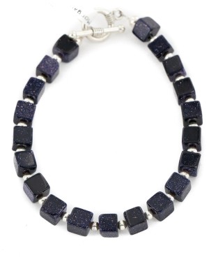 Certified Authentic Nickel Navajo Natural Purple Goldstone Native American Bracelet 13038-1