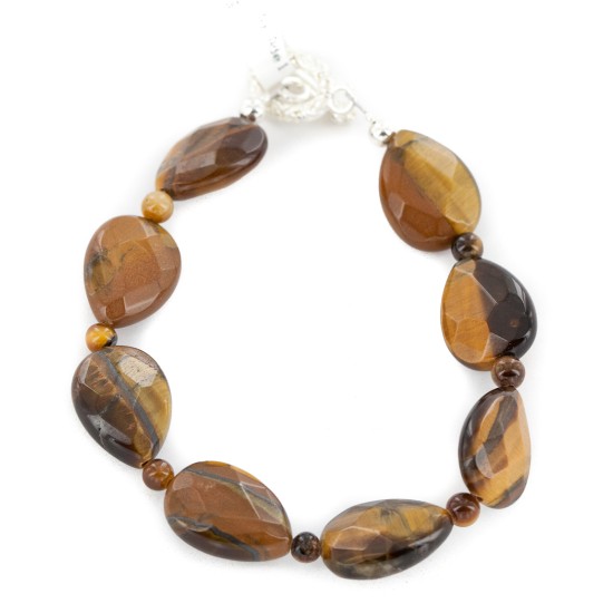 Certified Authentic Nickel Navajo Natural Tigers Eye Native American Bracelet 13038-7