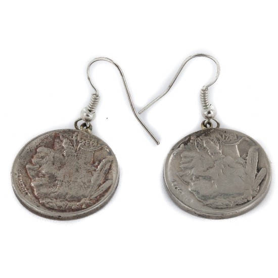 Vintage Style Old Certified Authentic Buffalo Nickel Coin Certified Authentic Navajo .925 Sterling Silver Native American Earrings 18176 Vintage Style Old Certified Authentic Buffalo Nickel Coin Certified Authentic Navajo .925 Sterling Silver Native American Earrings 18176
