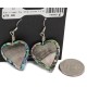 Inlay Heart Certified Authentic Navajo .925 Sterling Silver Hooks Natural Abalone Native American Dangle Earrings 18099-6
