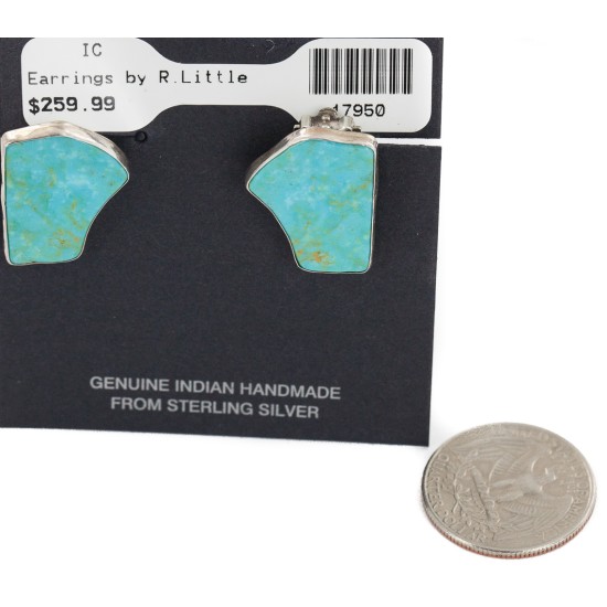 Certified Authentic Navajo .925 Sterling Silver Turquoise Native American Clip Earrings 17950 Certified Authentic Navajo .925 Sterling Silver Turquoise Native American Clip Earrings 17950