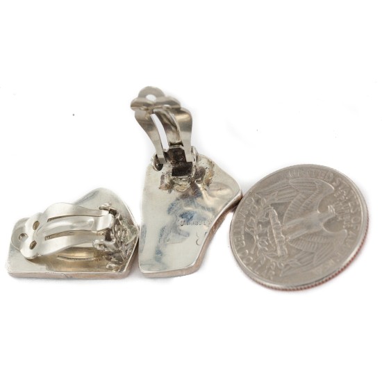 Certified Authentic Navajo .925 Sterling Silver Turquoise Native American Clip Earrings 17950 Certified Authentic Navajo .925 Sterling Silver Turquoise Native American Clip Earrings 17950