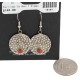 Handmade Certified Authentic Navajo Nickel Coral Native American Dangle Earrings 18181