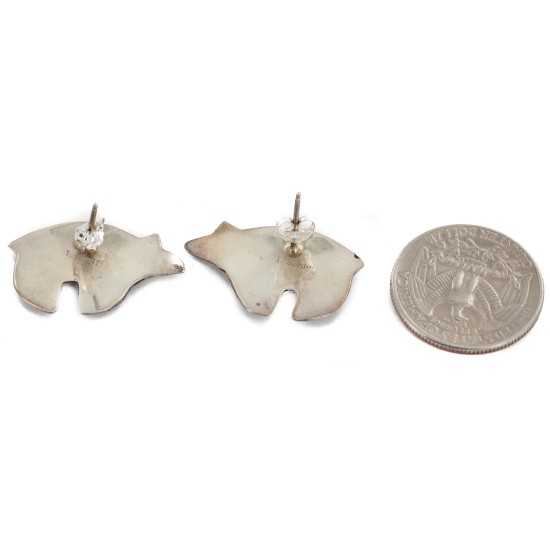 Bear 12kt Gold Filled and .925 Sterling Silver Handmade Certified Authentic Navajo Native American Earrings 18039