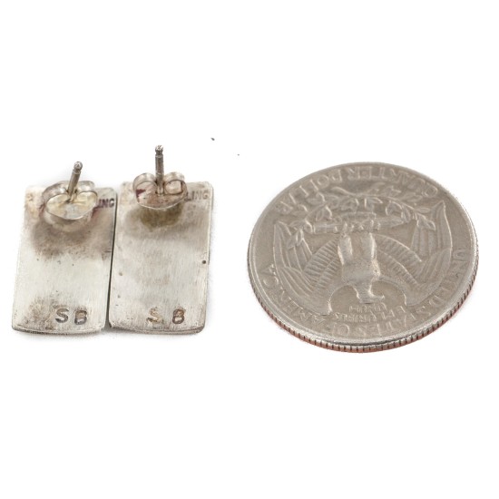 .925 Sterling Silver Handmade Certified Authentic Navajo Native American Earrings 18177-2