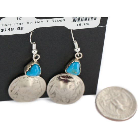 Vintage Style OLD Certified Authentic Buffalo Nickel Coin Certified Authentic Navajo .925 Sterling Silver Natural Turquoise Native American Earrings 18180 Vintage Style OLD Certified Authentic Buffalo Nickel Coin Certified Authentic Navajo .925 Sterling Silver Natural Turquoise Native American Earrings 18180
