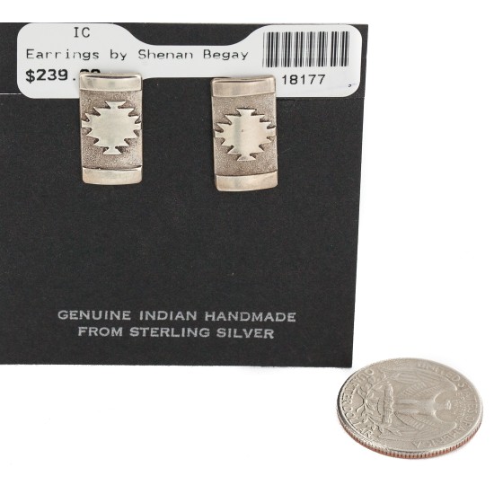 Certified Authentic Handmade .925 Sterling Silver Navajo Native American Earrings 18177 Certified Authentic Handmade .925 Sterling Silver Navajo Native American Earrings 18177