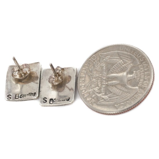 Certified Authentic Handmade .925 Sterling Silver Navajo Native American Earrings 18178