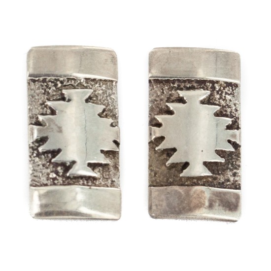 .925 Sterling Silver Handmade Certified Authentic Navajo Native American Earrings 18177-2