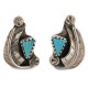 Certified Authentic Feather Navajo .925 Sterling Silver Turquoise Native American Stud Earrings 17598