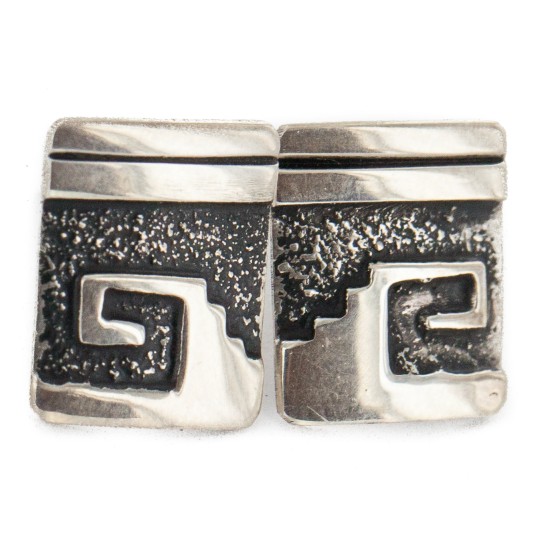 Certified Authentic Handmade .925 Sterling Silver Navajo Native American Earrings 18178