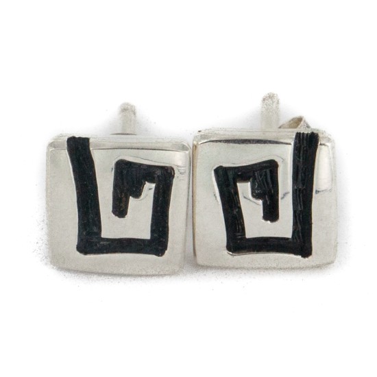 Handmade Certified Authentic Hopi .925 Sterling Silver Stud Native American Earrings  12854-6