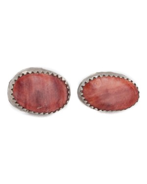 Handmade Certified Authentic Navajo .925 Sterling Silver Spiny Oyster Native American Stud Earrings 18185-4