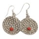 Handmade Certified Authentic Navajo Nickel Coral Native American Dangle Earrings 18181