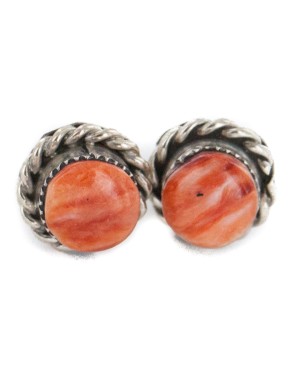Navajo Handmade Certified Authentic .925 Sterling Silver Spiny Oyster Native American Stud Earrings 18185-3 Navajo Handmade Certified Authentic .925 Sterling Silver Spiny Oyster Native American Stud Earrings 18185-3