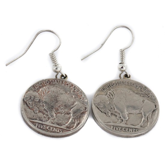 Vintage Style Old Certified Authentic Buffalo Nickel Coin Certified Authentic Navajo .925 Sterling Silver Native American Earrings 18176 Vintage Style Old Certified Authentic Buffalo Nickel Coin Certified Authentic Navajo .925 Sterling Silver Native American Earrings 18176