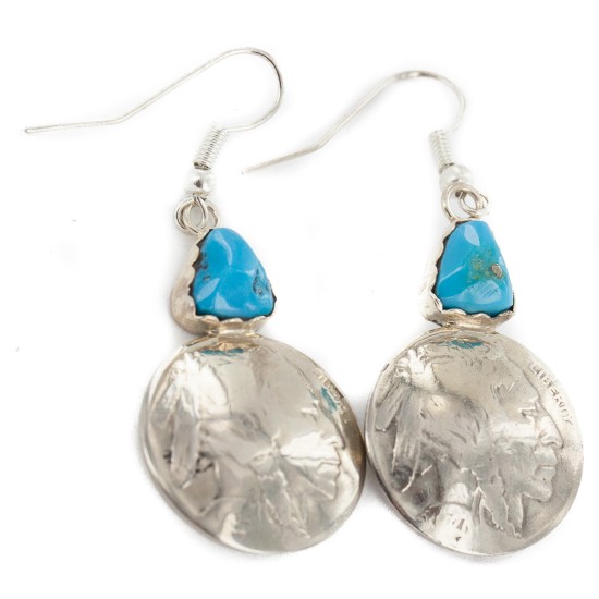 Vintage Style OLD Certified Authentic Buffalo Nickel Coin Certified Authentic Navajo .925 Sterling Silver Natural Turquoise Native American Earrings 18180 Vintage Style OLD Certified Authentic Buffalo Nickel Coin Certified Authentic Navajo .925 Sterling Silver Natural Turquoise Native American Earrings 18180