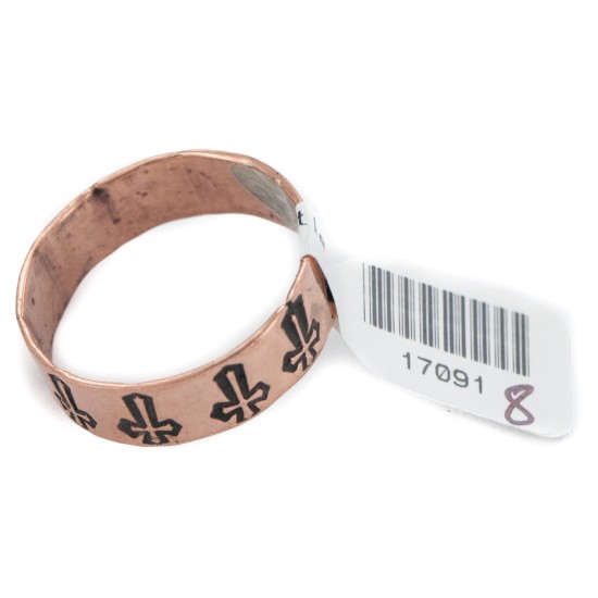 Cross Handmade Certified Authentic Navajo Native American Pure Copper Ring 17091-8 Cross Handmade Certified Authentic Navajo Native American Pure Copper Ring 17091-8