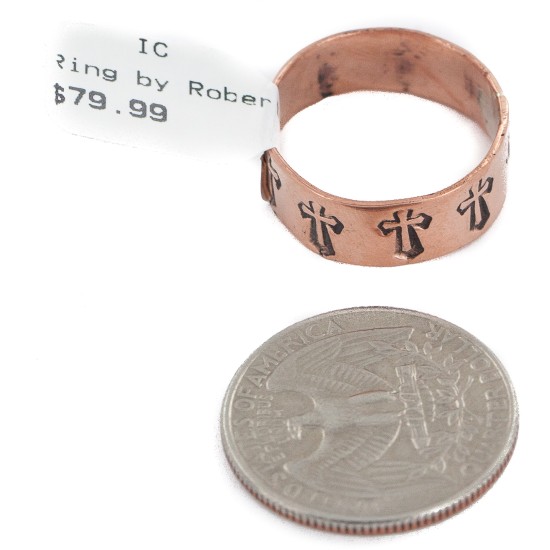 Handmade Certified Authentic Cross Navajo Native American Pure Copper Ring 17092-2