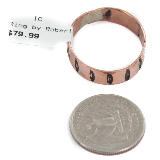 Handmade Certified Authentic Feather Navajo Native American Pure Copper Ring 17091-2