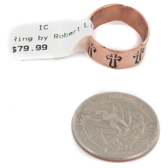 Certified Authentic Cross Handmade Navajo Native American Pure Copper Ring 17093-6