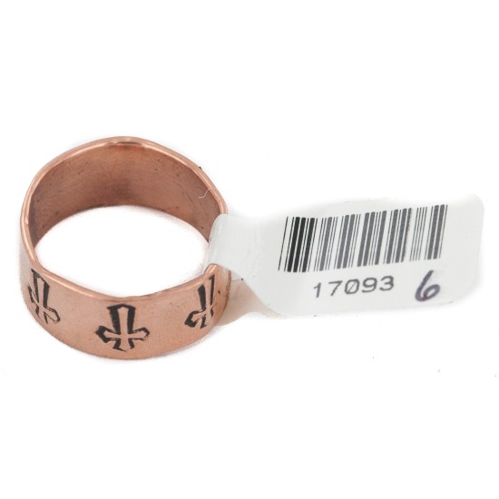 Certified Authentic Cross Handmade Navajo Native American Pure Copper Ring 17093-6