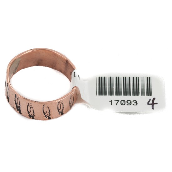 Feather Handmade Certified Authentic Navajo Native American Pure Copper Ring 17093-4