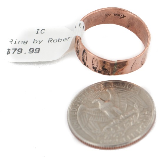 Handmade Feather Certified Authentic Navajo Native American Pure Copper Ring 17092-7
