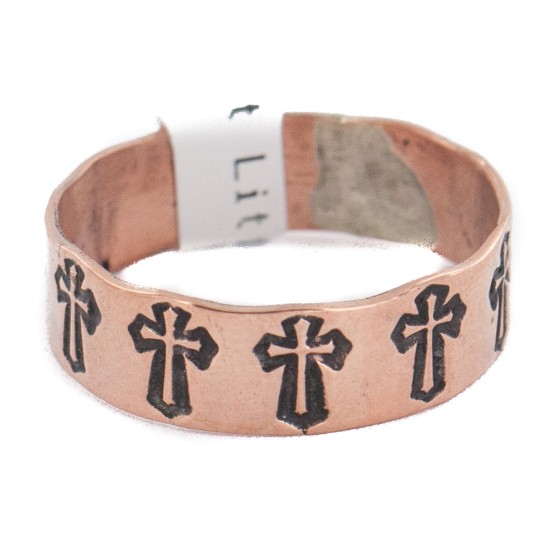 Cross Handmade Certified Authentic Navajo Native American Pure Copper Ring 17091-8 Cross Handmade Certified Authentic Navajo Native American Pure Copper Ring 17091-8