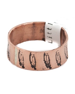 Feather Handmade Certified Authentic Navajo Native American Pure Copper Ring 17093-4