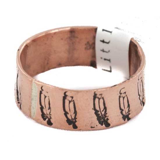 Feather Handmade Certified Authentic Navajo Native American Pure Copper Ring 17093-4