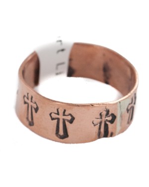 Handmade Certified Authentic Cross Navajo Native American Pure Copper Ring 17092-2