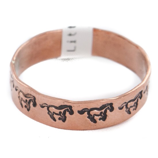 Handmade Certified Authentic Horse Navajo Native American Pure Copper Ring 17091-10