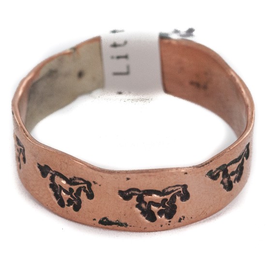 Handmade Certified Authentic Horse Navajo Native American Pure Copper Ring 17091-15