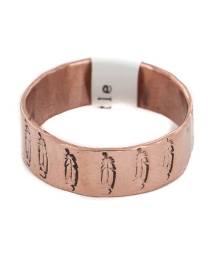 Handmade Feather Certified Authentic Navajo Native American Pure Copper Ring 17092-7