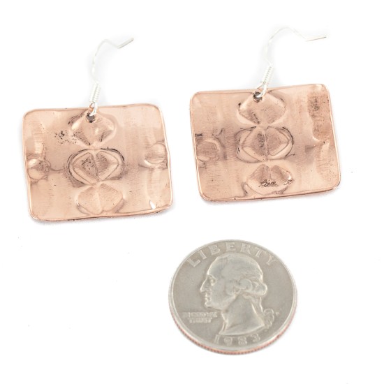 Handmade Certified Authentic Mountain Navajo Pure Copper Dangle Native American Earrings 18169-3