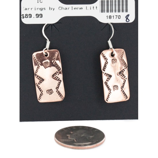 Handmade Certified Authentic Pure Copper Navajo Native American Dangle Earrings 18170-8