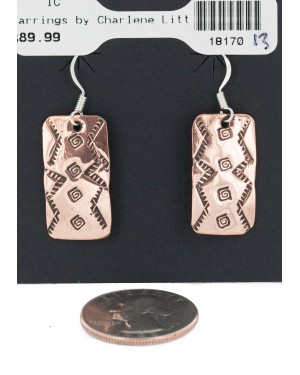 Handmade Certified Authentic Pure Copper Navajo Native American Dangle Earrings 18170-13