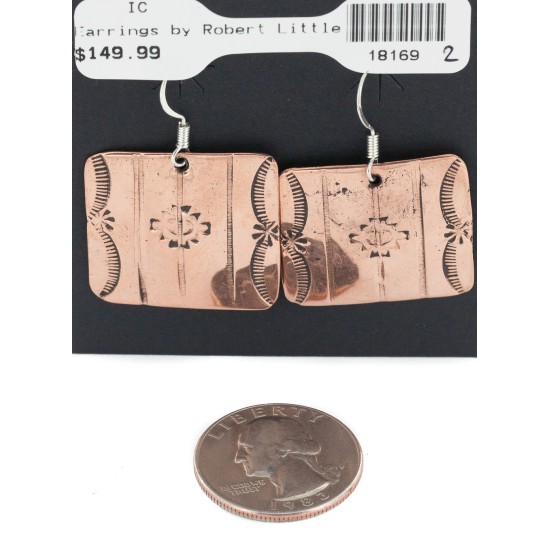 Handmade Certified Authentic Navajo Pure Dangle Copper Native American Earrings 18169-2