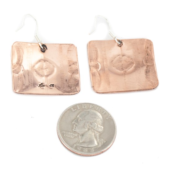 Handmade Certified Authentic Navajo Pure Dangle Copper Native American Earrings 18169-2
