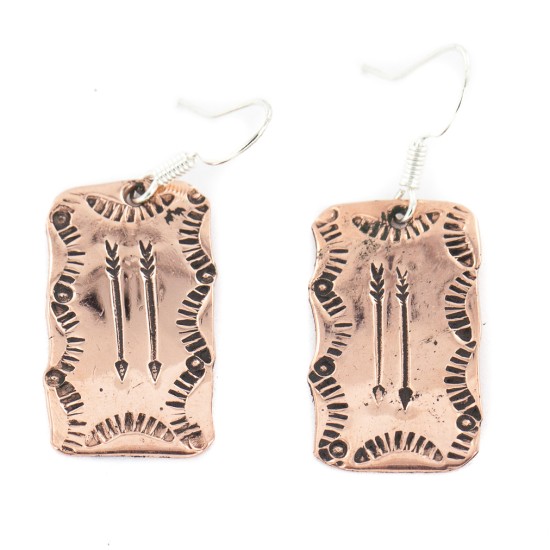 Handmade Certified Authentic Arrow Navajo Pure Copper Native American Dangle Earrings 18170-7
