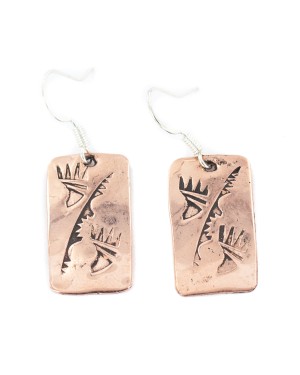 Handmade Certified Authentic Bear Paw Navajo Mountain Pure Copper Dangle Native American Earrings 18166