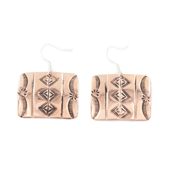Handmade Certified Authentic Mountain Navajo Pure Copper Dangle Native American Earrings 18169-3