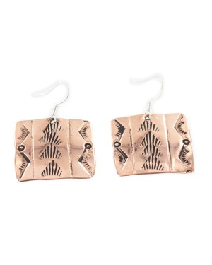 Handmade Certified Authentic Navajo Mountain Pure Copper Dangle Native American Earrings 18169-1