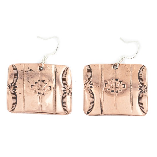 Handmade Certified Authentic Navajo Pure Dangle Copper Native American Earrings 18169-2
