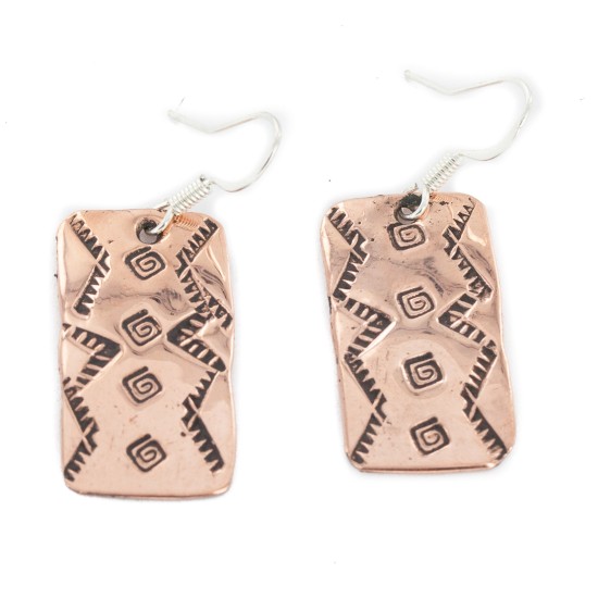 Handmade Certified Authentic Pure Copper Navajo Native American Dangle Earrings 18170-13